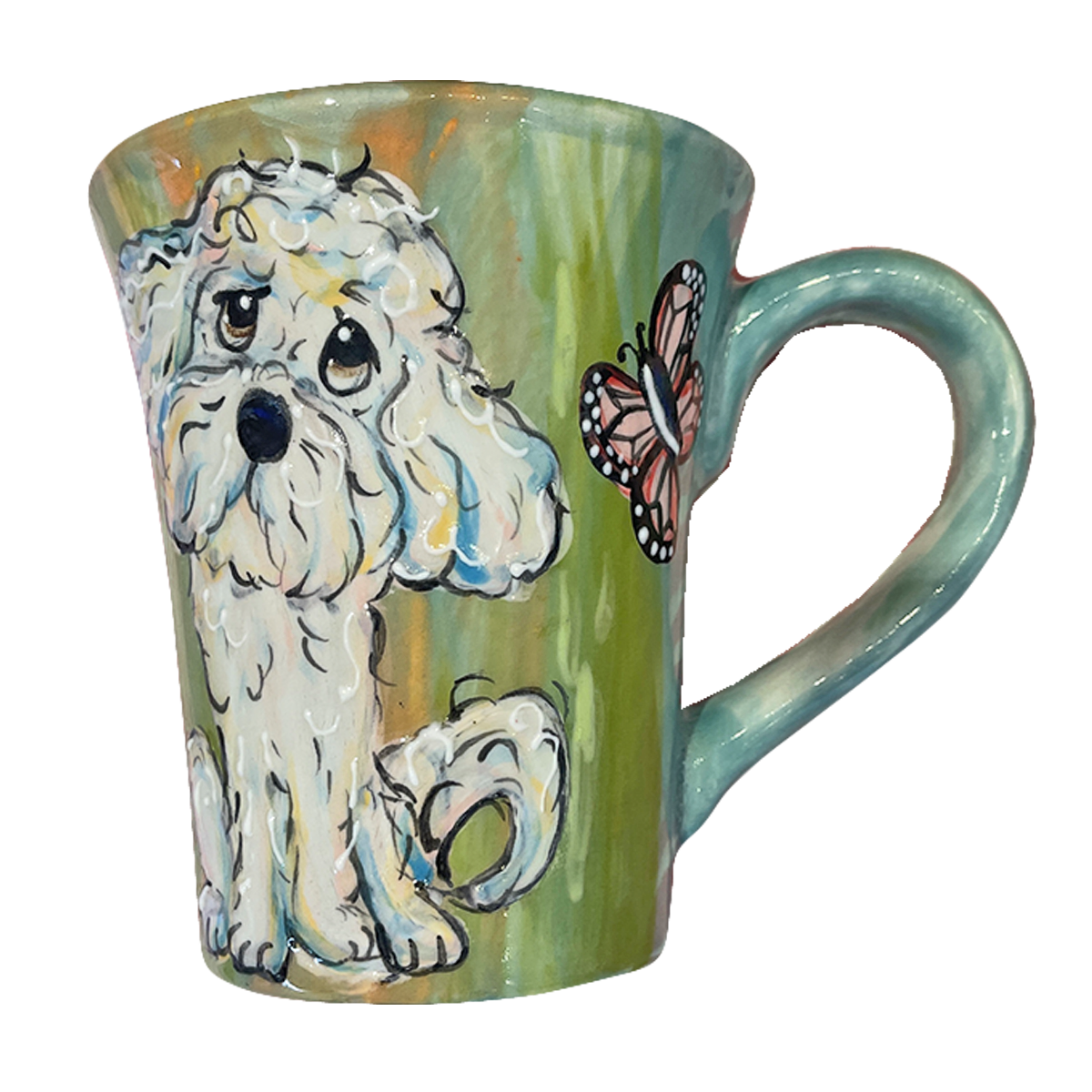 shih tzu maltese mug with butterflies