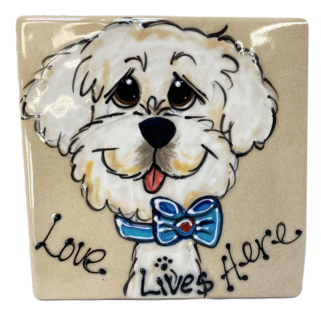 &quot;Love Lives Here&quot; Maltese Tile