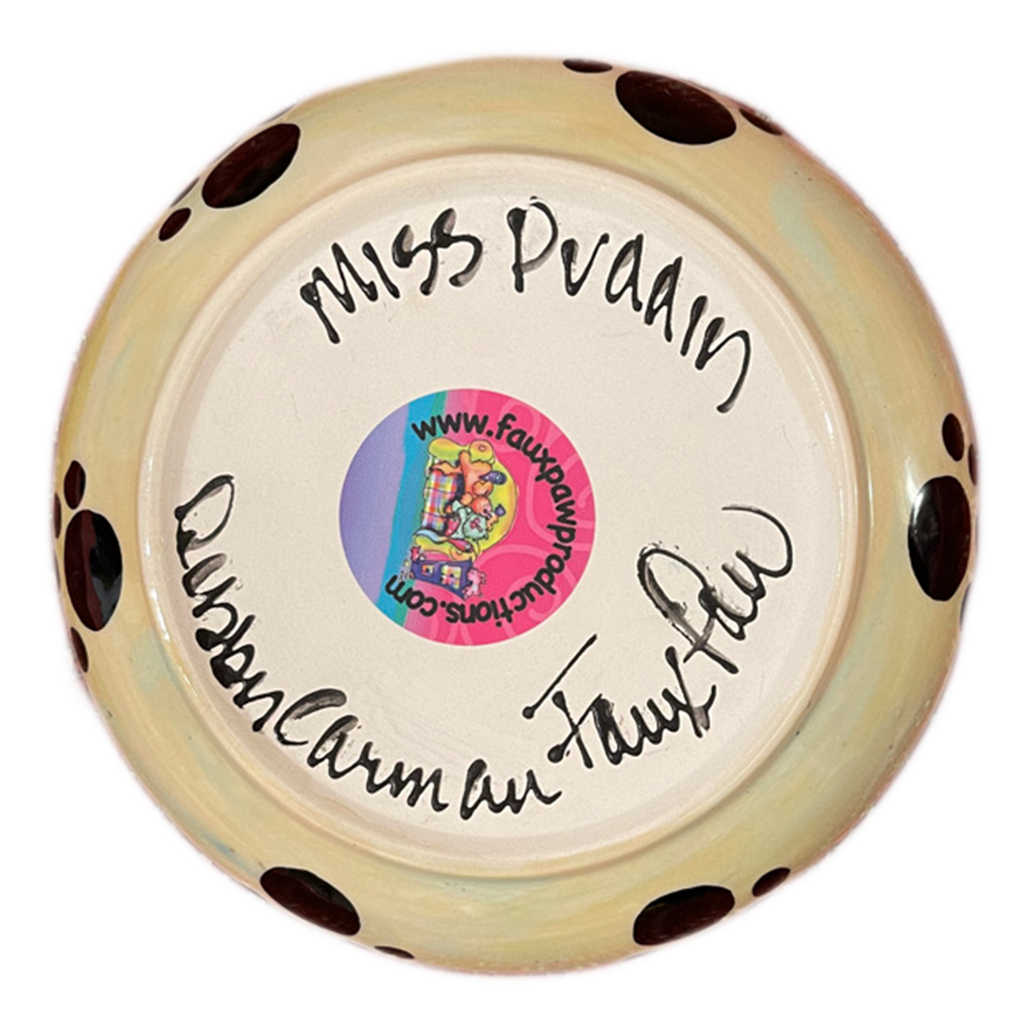 &quot;Miss Puddin&quot; Pottery Cat Dish by Debby Carman