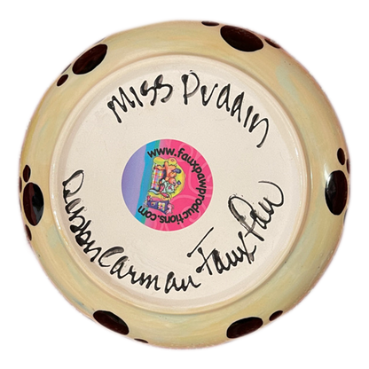 &quot;Miss Puddin&quot; Pottery Cat Dish by Debby Carman