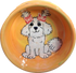 Bichon Girl with pig Tails on Orange Bowl Hand Painted by Debby Carman Faux Paw Productions Artique Petique Custom Stylish Dog Bowls Pet Feeder and Waterers Laguna Beach Pet Supplies and Pet Portraits