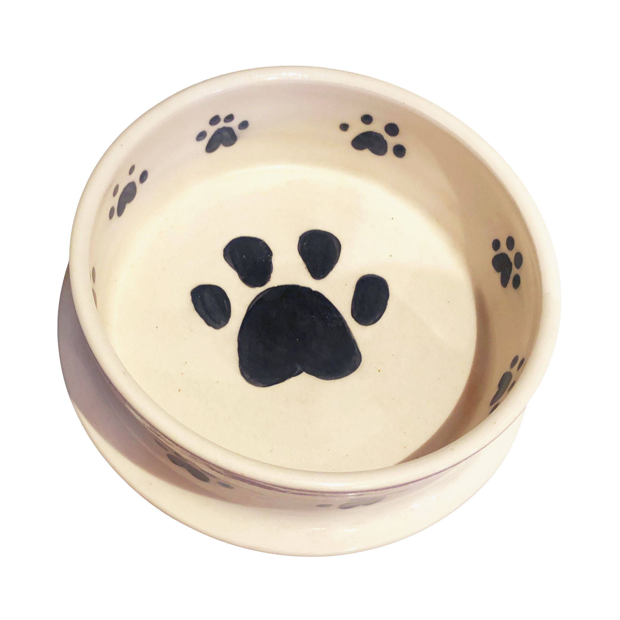 photo of paw print dog bowl / white ceramic pet bowl