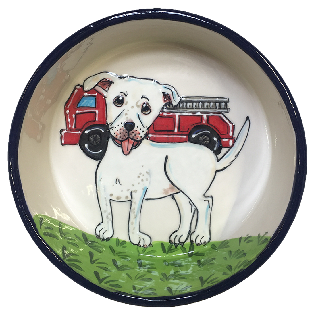 Pitbull Hand-Painted on Ceramic Bowl by Debby Carman