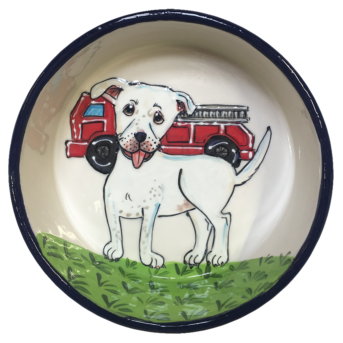 Pitbull Hand-Painted on Ceramic Bowl by Debby Carman