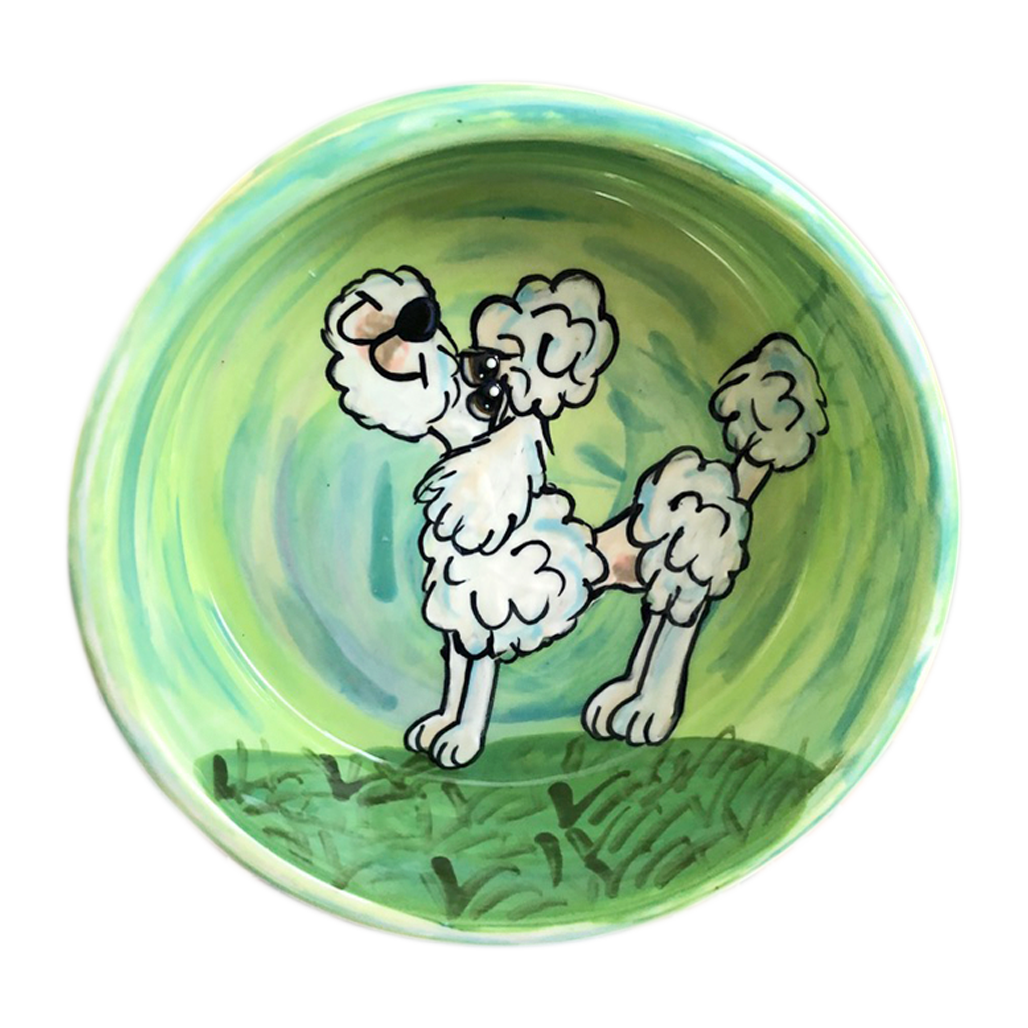 green poodle ceramic painted bowl