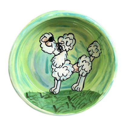 green poodle ceramic painted bowl