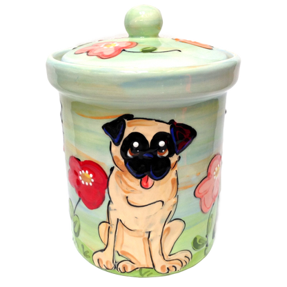 Ceramic Treat Canister for dog cookies personalized, pet portrait, by debby carman