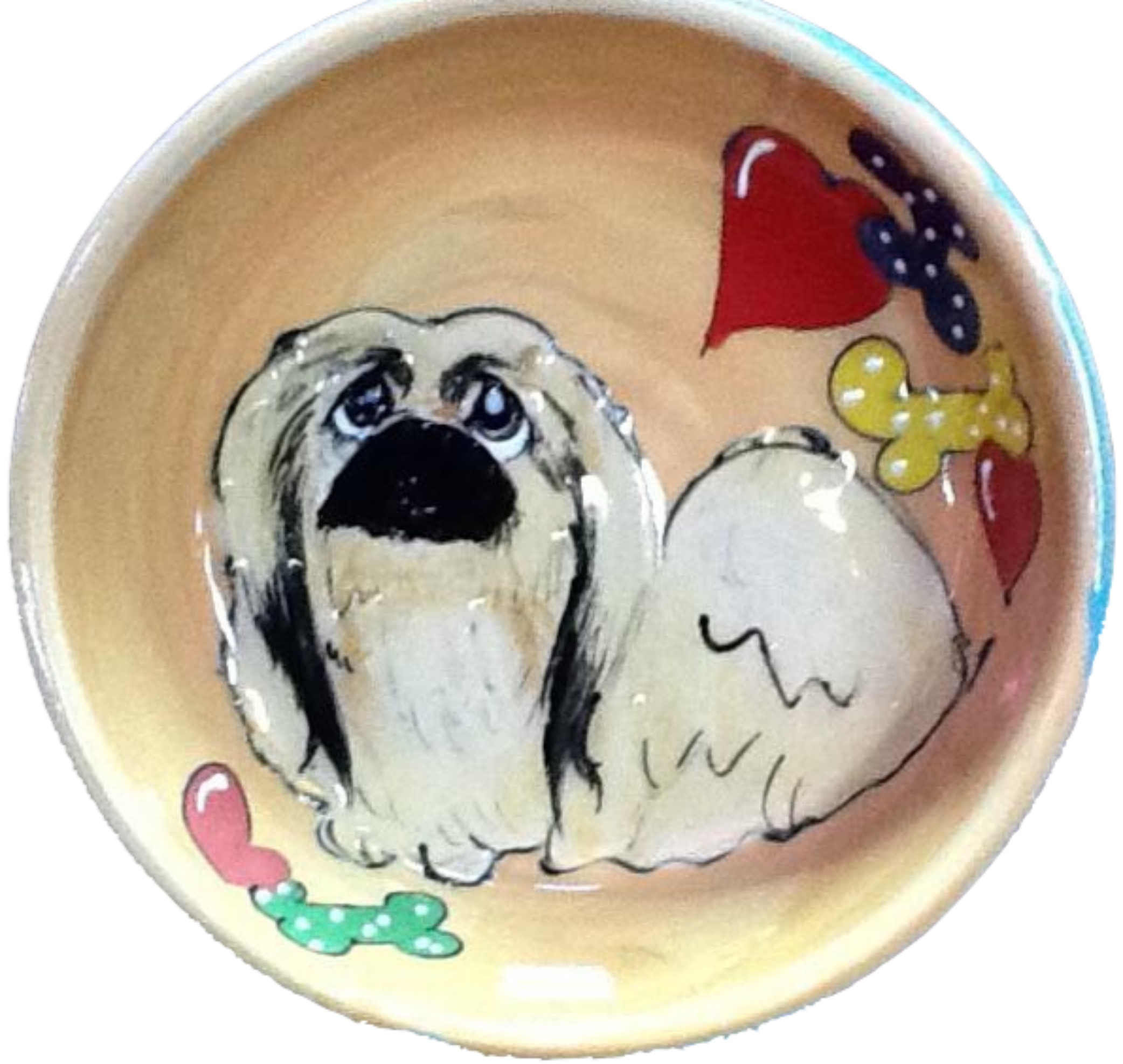 Pekingese Gift / Hand Painted / Ceramic Dog Bowl / Pet Portrait from photo /  Debby Carman