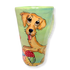 Whimsical Golden Retriever hand painted on ceramic latte mug by debby carman