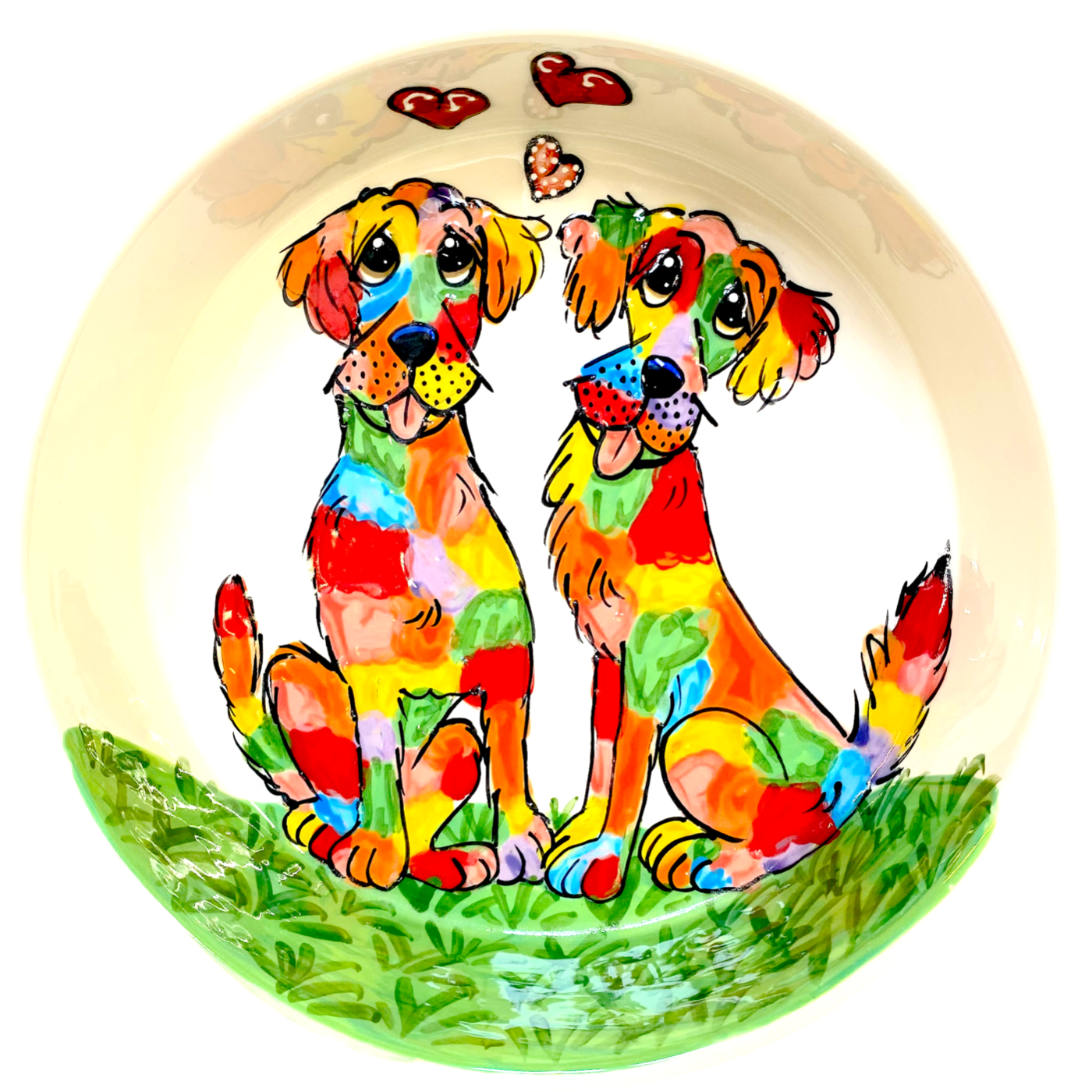 Photo of Rainbow Palz Labrador Friends on Ceramic Dog Bowl by Debby Carman, faux paw