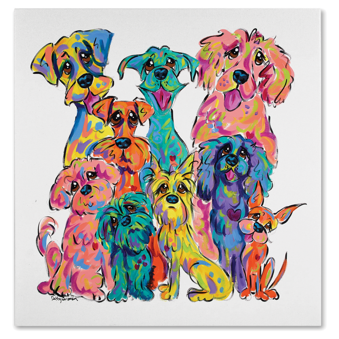 famous pet art rainbow palz original acrylic painting on canvas 36x36 by debby carman