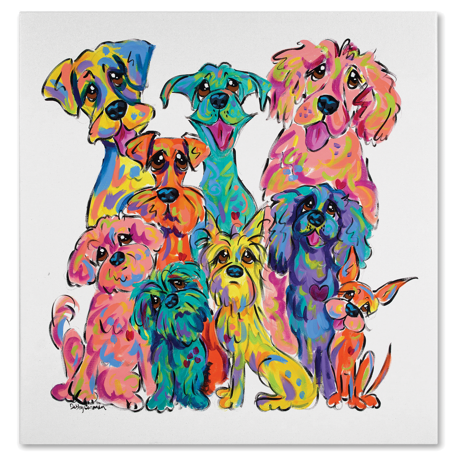 famous pet art rainbow palz original acrylic painting on canvas 36x36 by debby carman