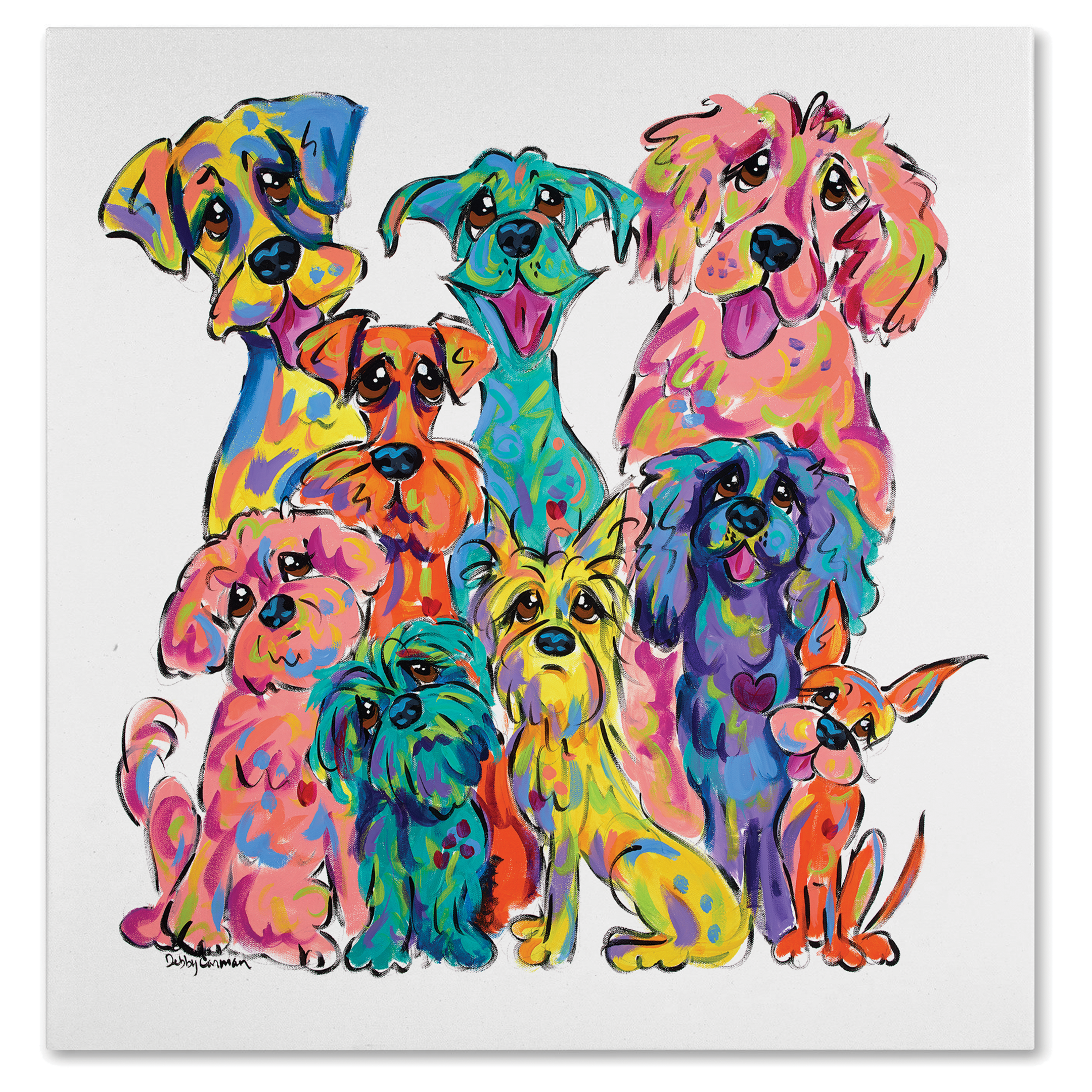 famous pet art rainbow palz original acrylic painting on canvas 36x36 by debby carman