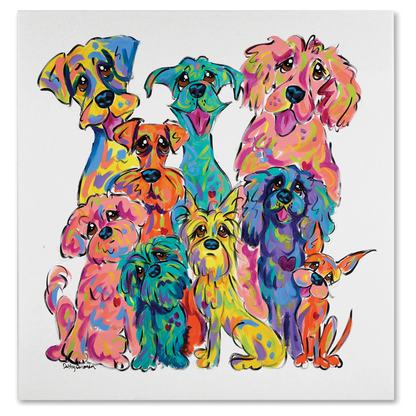 famous pet art rainbow palz original acrylic painting on canvas 36x36 by debby carman