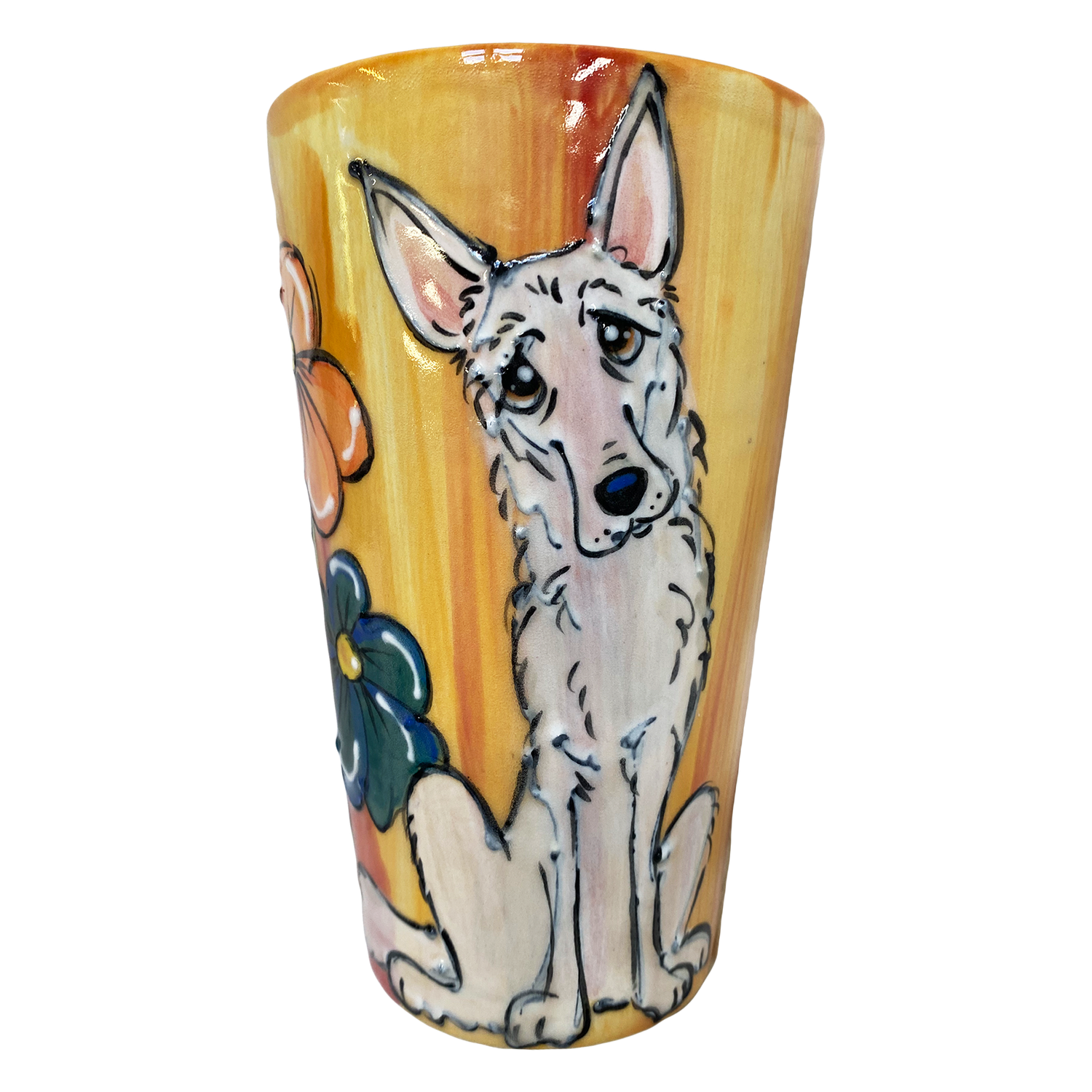 YELLOW MUG WITH SIBERIAN HUSKY DOG