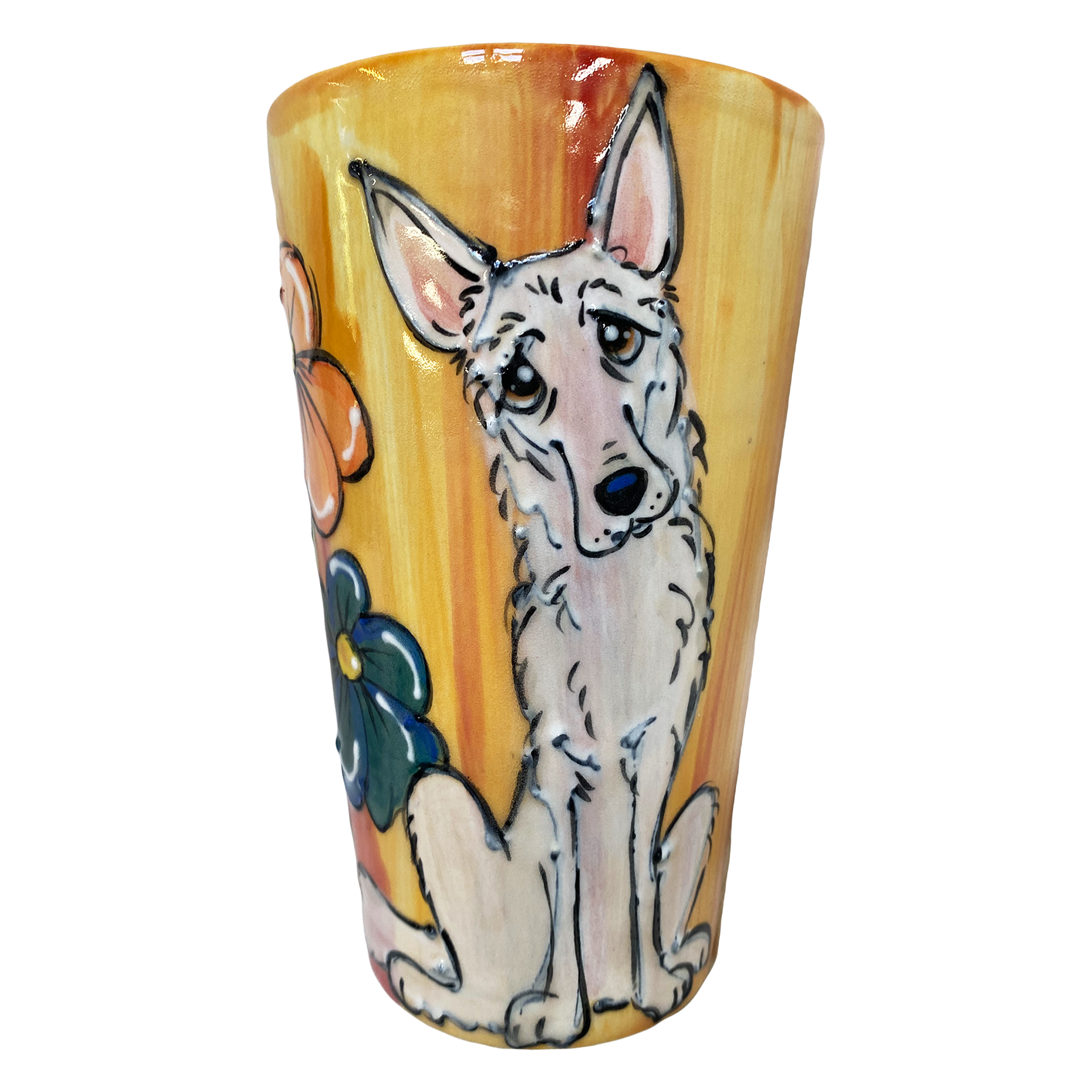 YELLOW MUG WITH SIBERIAN HUSKY DOG