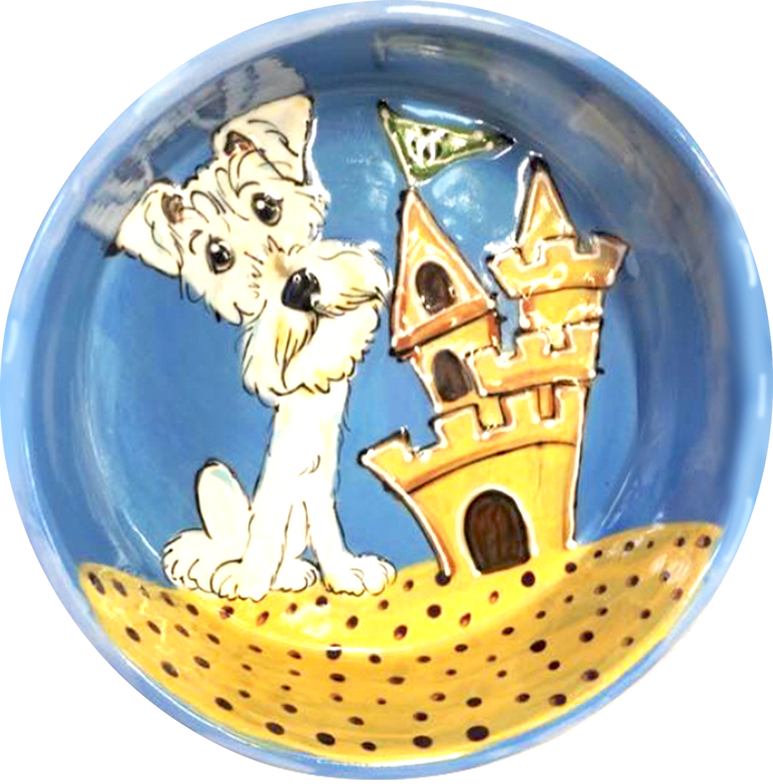 Sandy Sandcastle Schnauzer | Ceramic Dog Bowl