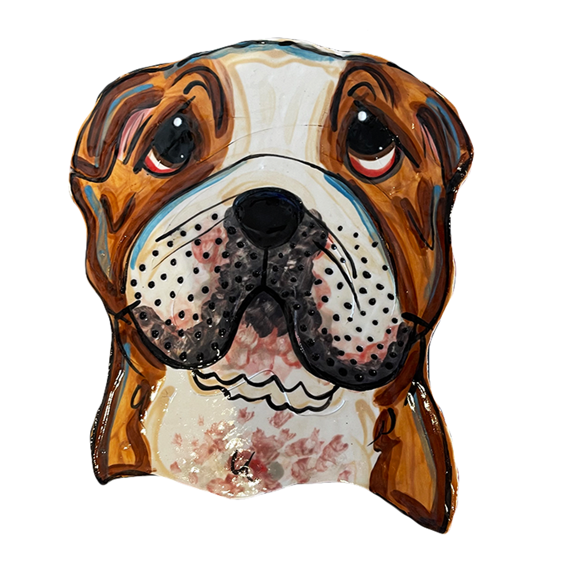 bulldog face ceramic tile by Debby Carman faux paw productions art