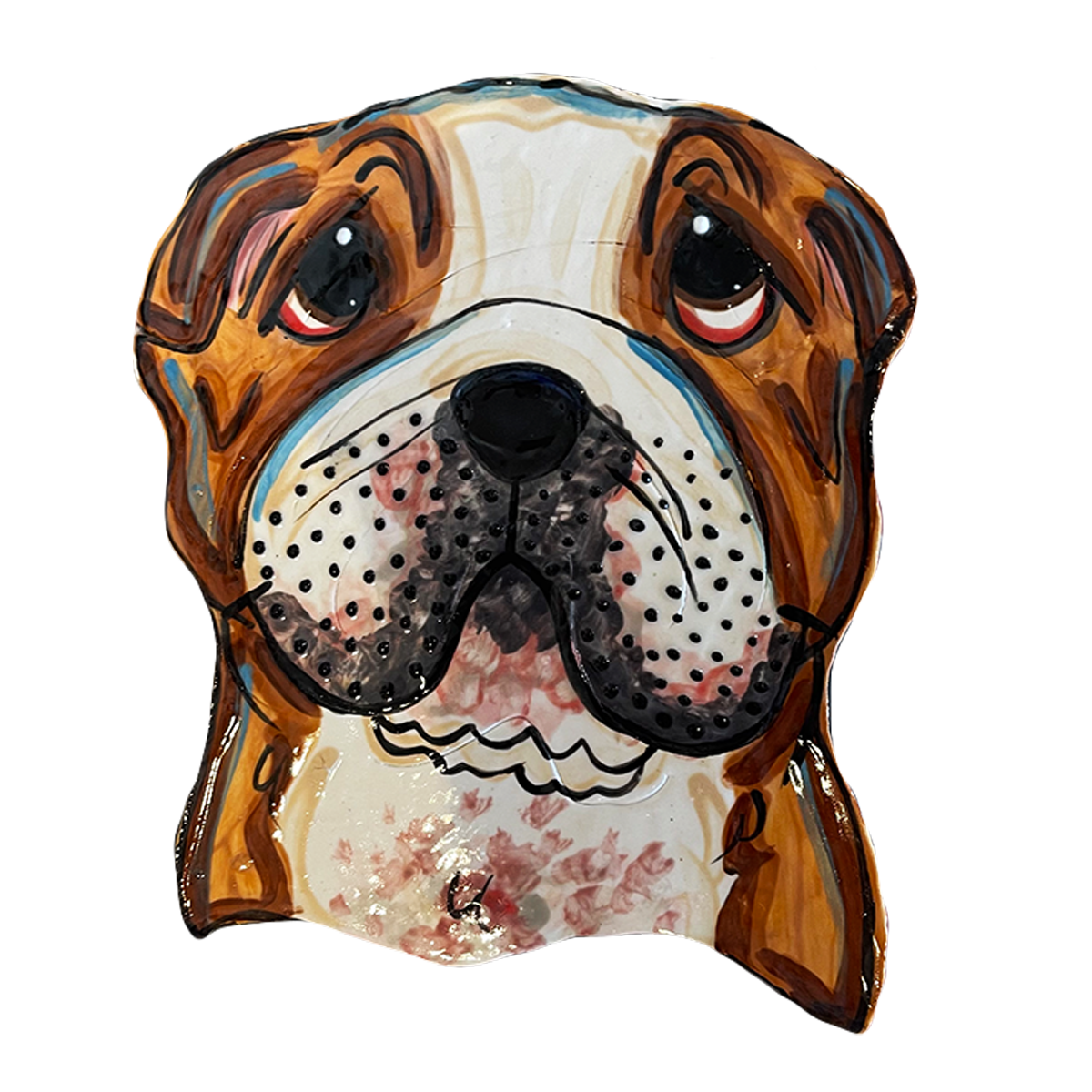 bulldog face ceramic tile by Debby Carman faux paw productions art