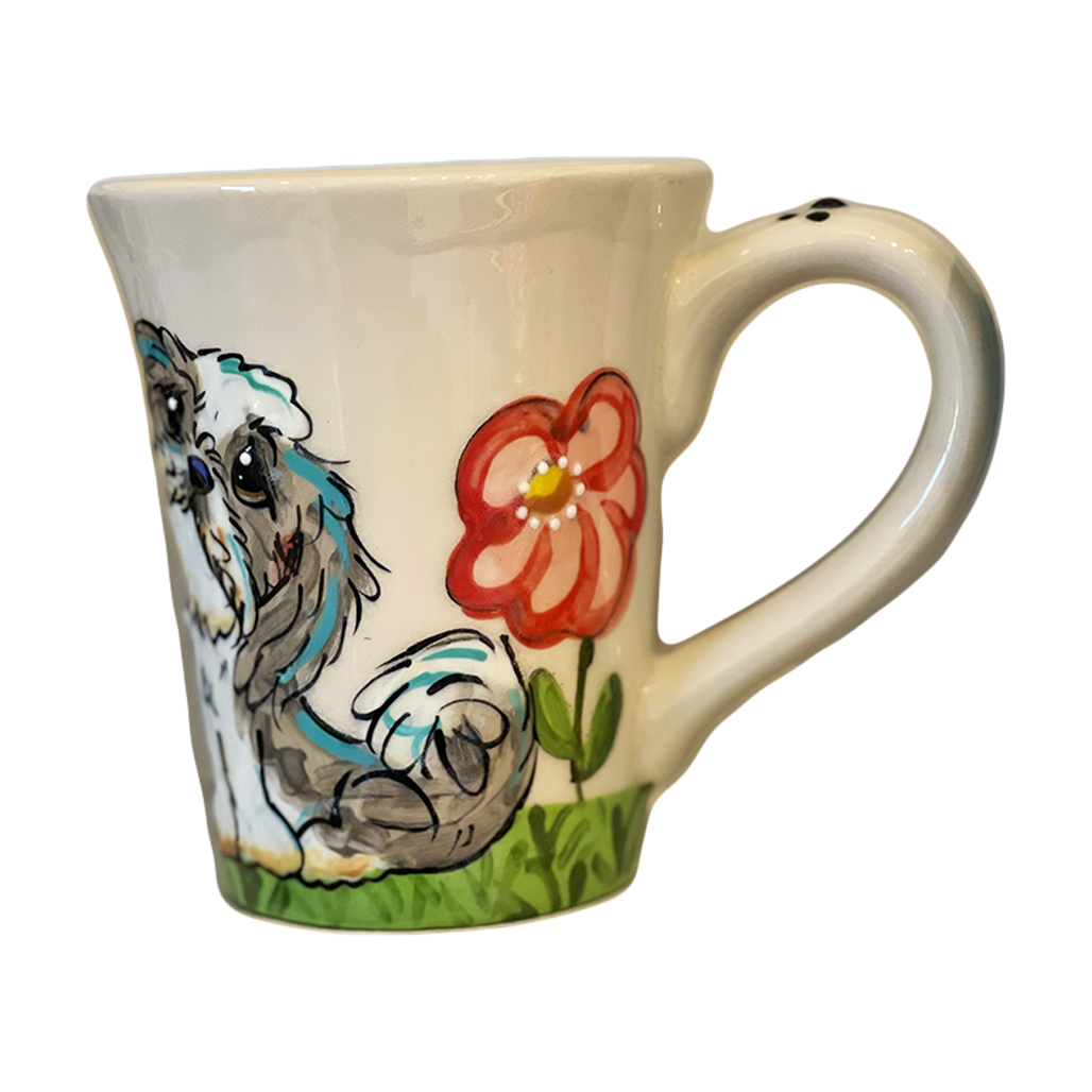 image of shih tzu painted on ceramic coffee mug by Debby Carman 