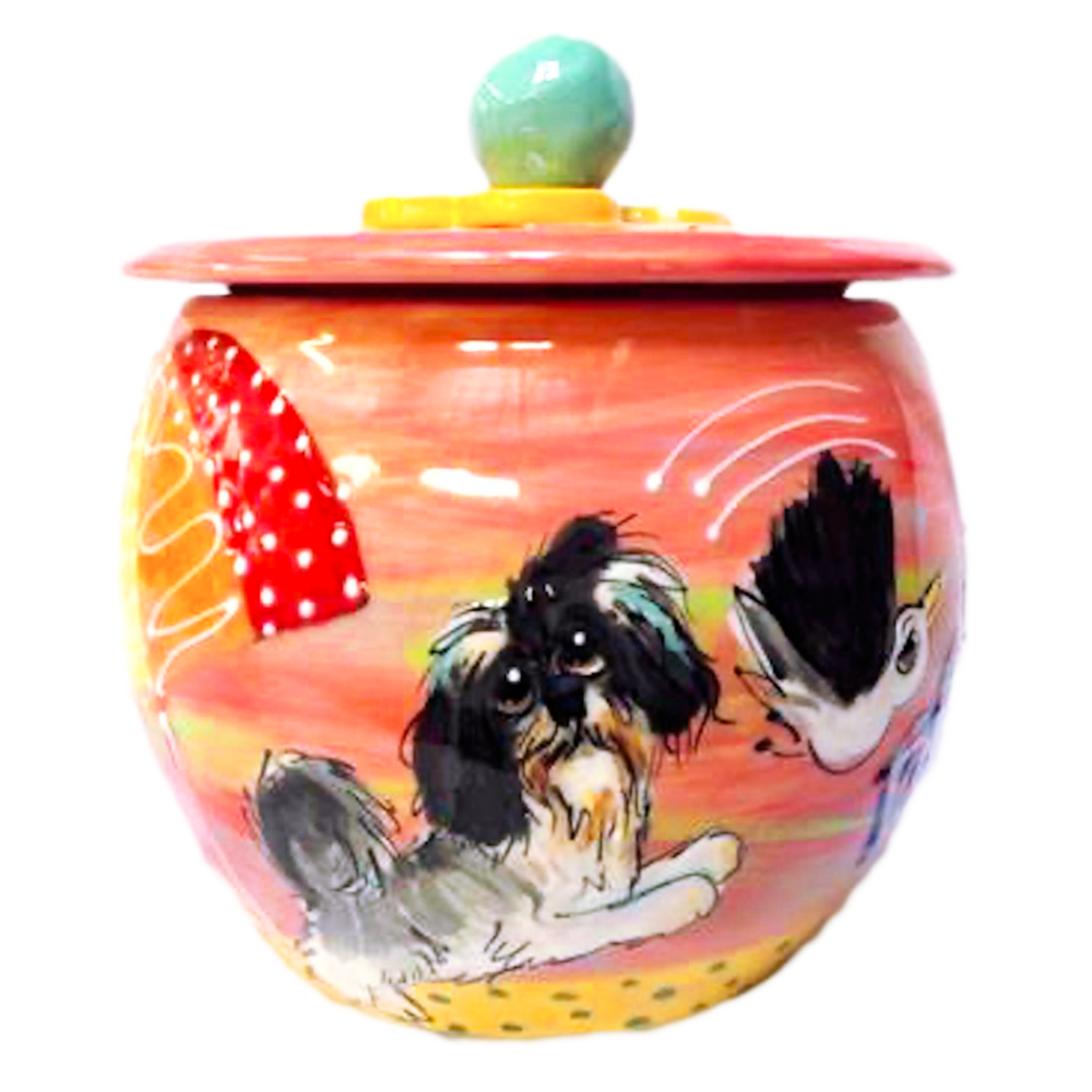 photo of treat jar customized with Shih Tzu portrayal by debby carman 