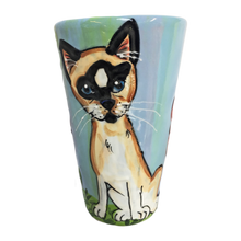 image of siamese cat hand painted by Debby Carman on tall latte ceramic mug