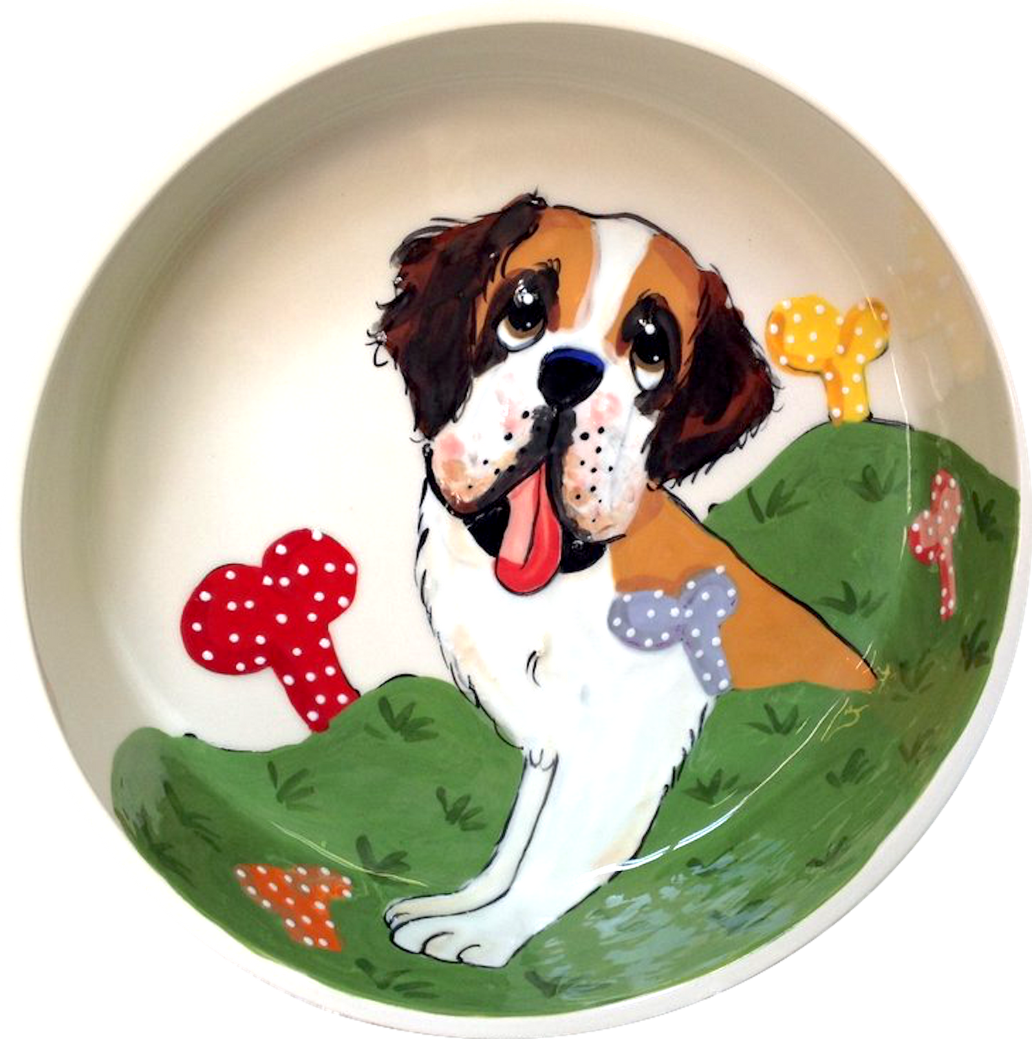 Saint Bernard GIFT CERAMIC BOWL WITH HAND PAINTED PORTRAIT BY Debby Carman large dog bowl pottery / best dog bowls / sturdy dog bowl / extra large dog bowl