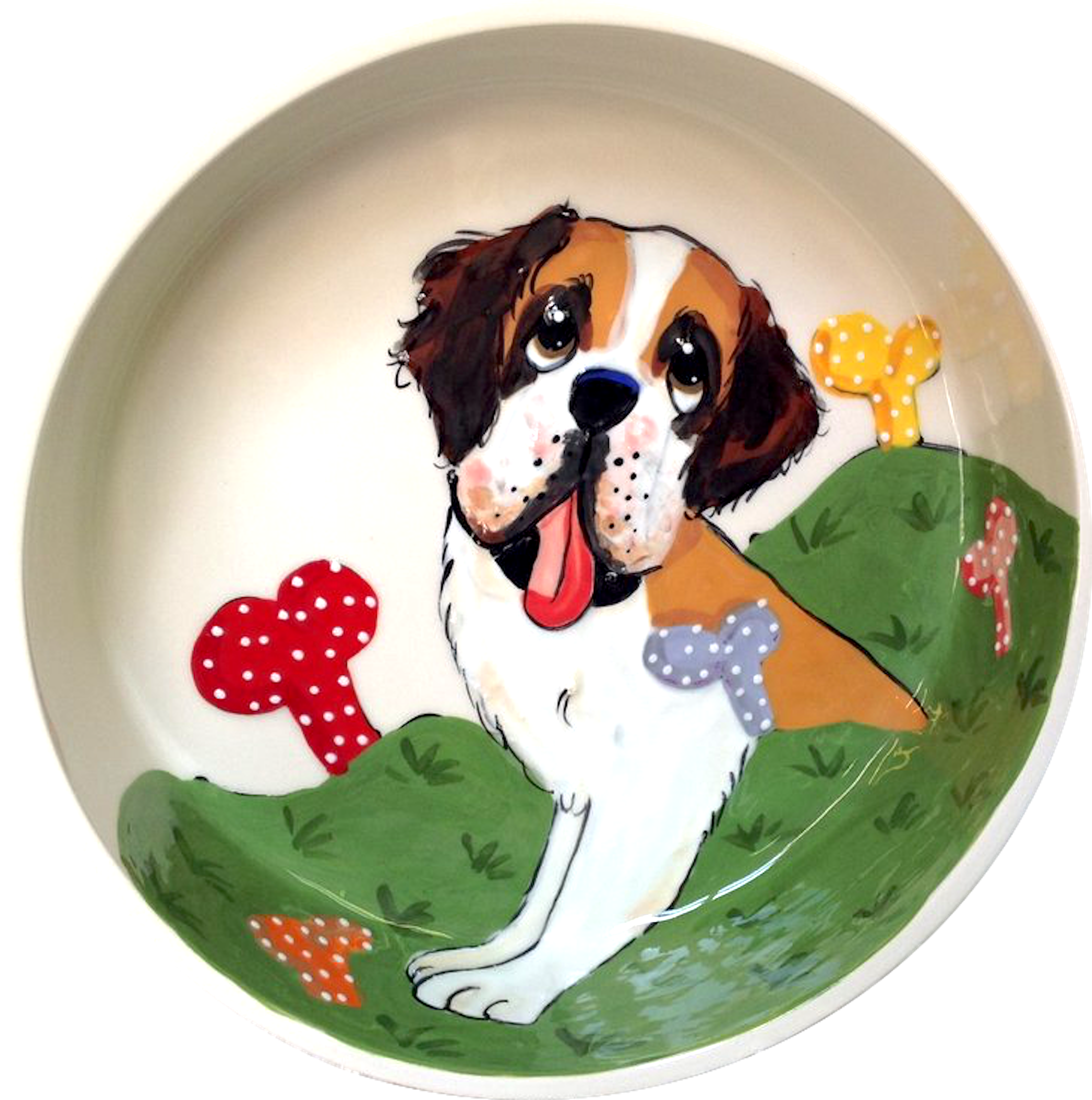 Saint Bernard GIFT CERAMIC BOWL WITH HAND PAINTED PORTRAIT BY Debby Carman large dog bowl pottery / best dog bowls / sturdy dog bowl / extra large dog bowl