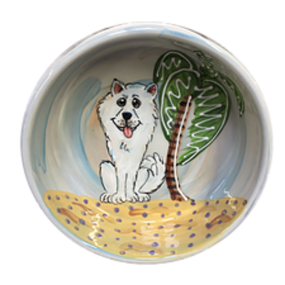 samoyed gift ceramic dog bowl