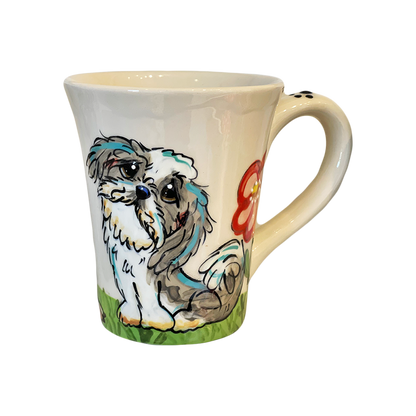 image of shih tzu painted on ceramic coffee mug by Debby Carman 