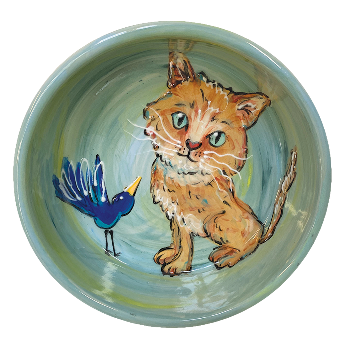 Handmade Pottery Cat Dish by Debby Carman