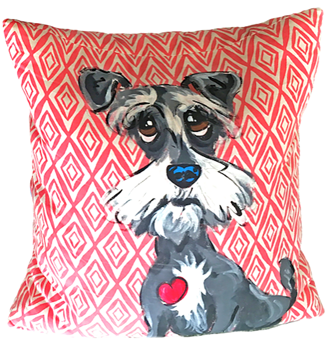 Schnauzer Portrait on Pet Pillow by Debby Carman