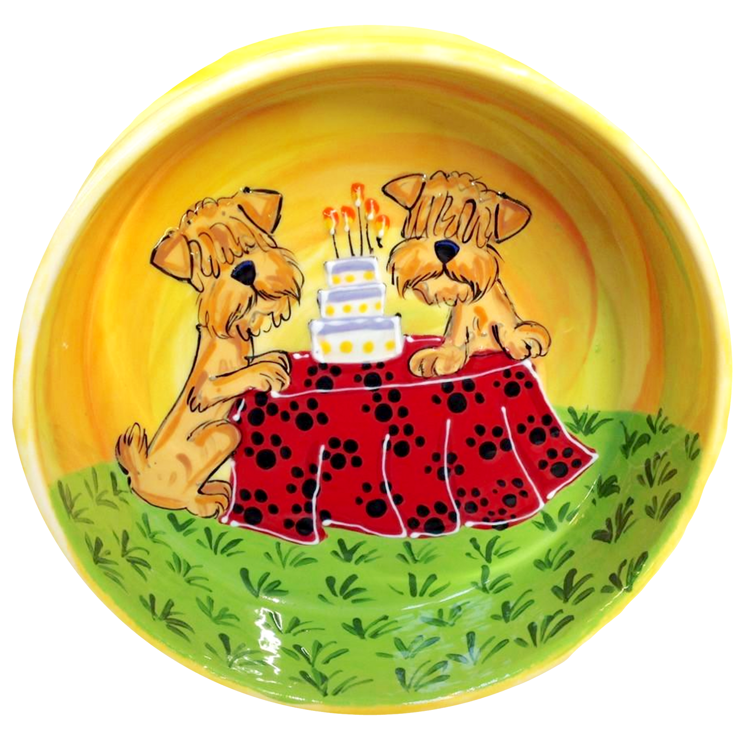 WHEATEN TERRIER DOG BREED BIRTHDAY PARTY GIFT DOG BOWL BY DEBBY CARMAN