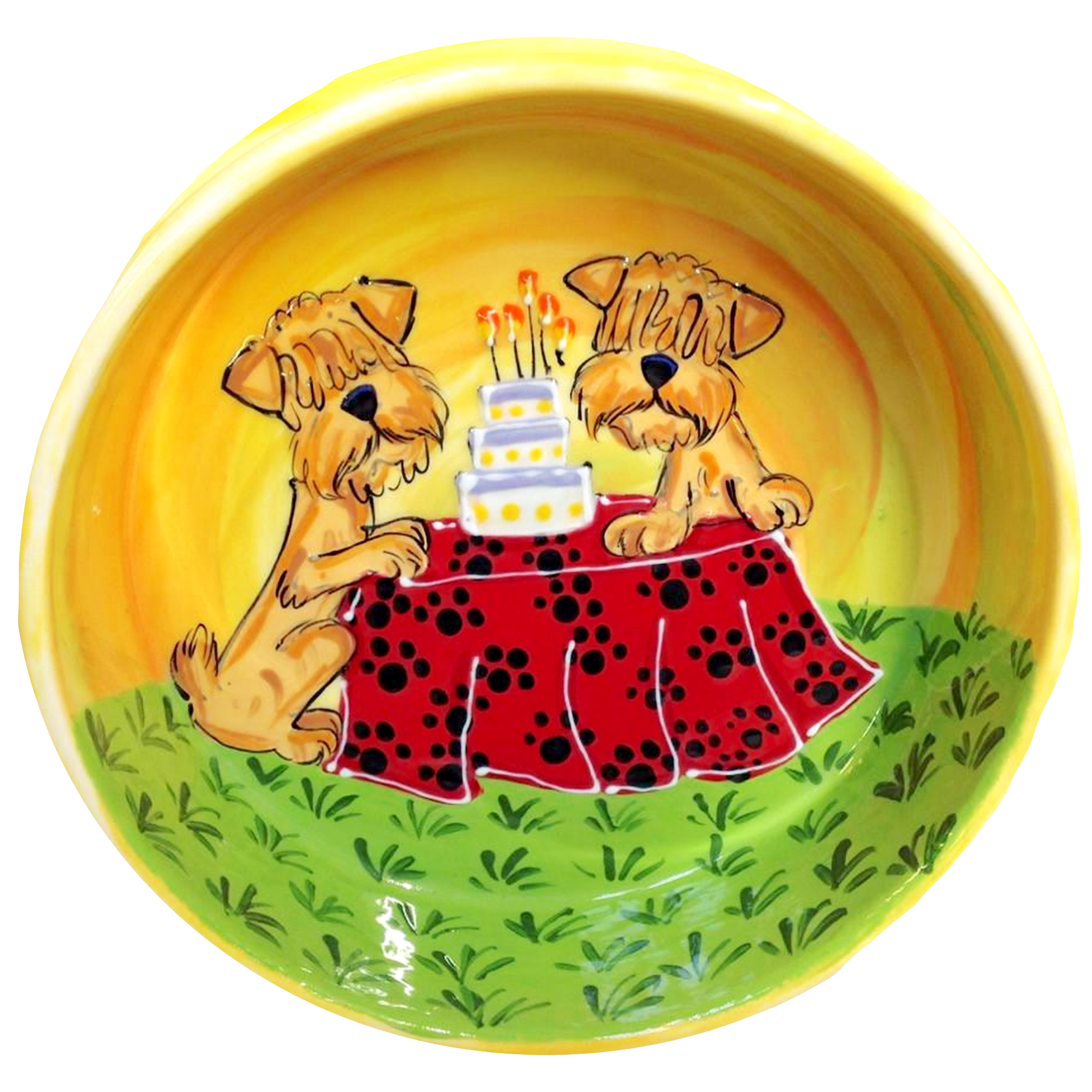 WHEATEN TERRIER DOG BREED BIRTHDAY PARTY GIFT DOG BOWL BY DEBBY CARMAN