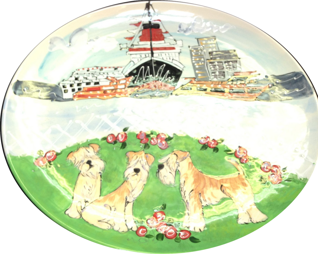 Wheaten Terrier Presentation Oval Platter