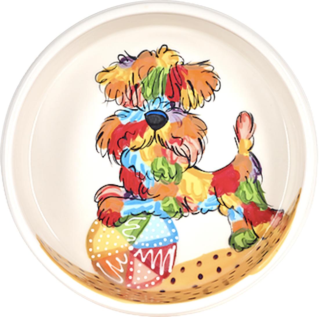 Rainbow Palz© Ceramic Dog Bowl Hand Painted Wheaten Terrier Custom Portrait for Dog Breed Show Trophy Westminster Kennel Club 