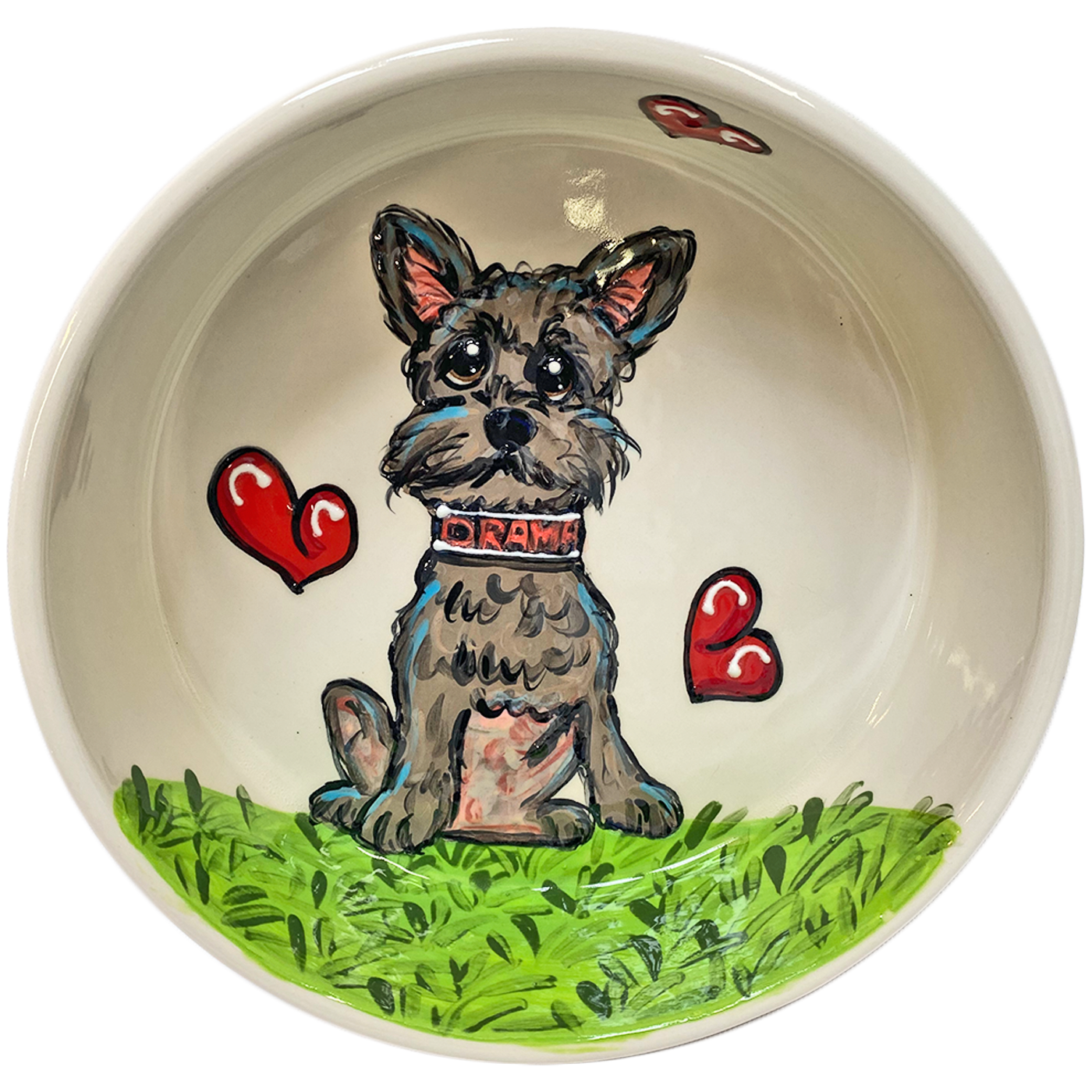 Yorkie Terrier | Hand Painted Ceramic Dog Bowl