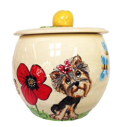 Yorkie Garden Daze Treat Jar