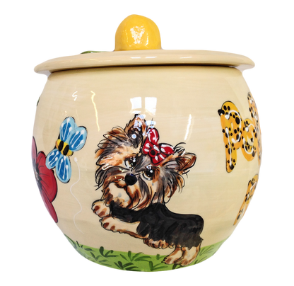 Yorkie Garden Daze Treat Jar