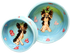 Set of Dog Bowls with yorkie design with hearts and pet portrait from photo