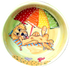 Dog Friendly Beach Golden Retriever relaxing in the sand on yellow ceramic dog bowl