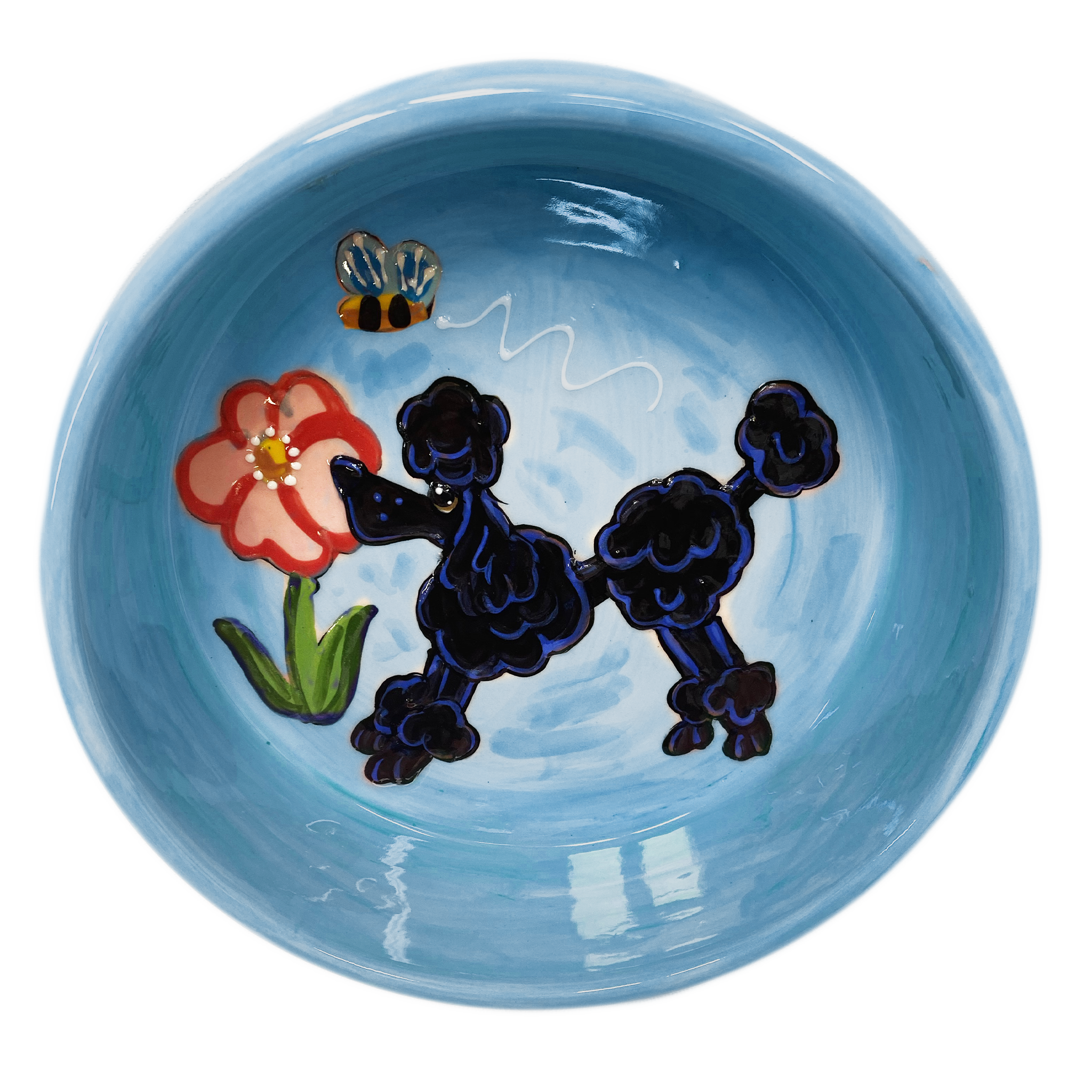 Black Poodle Ceramic Dog Bowl