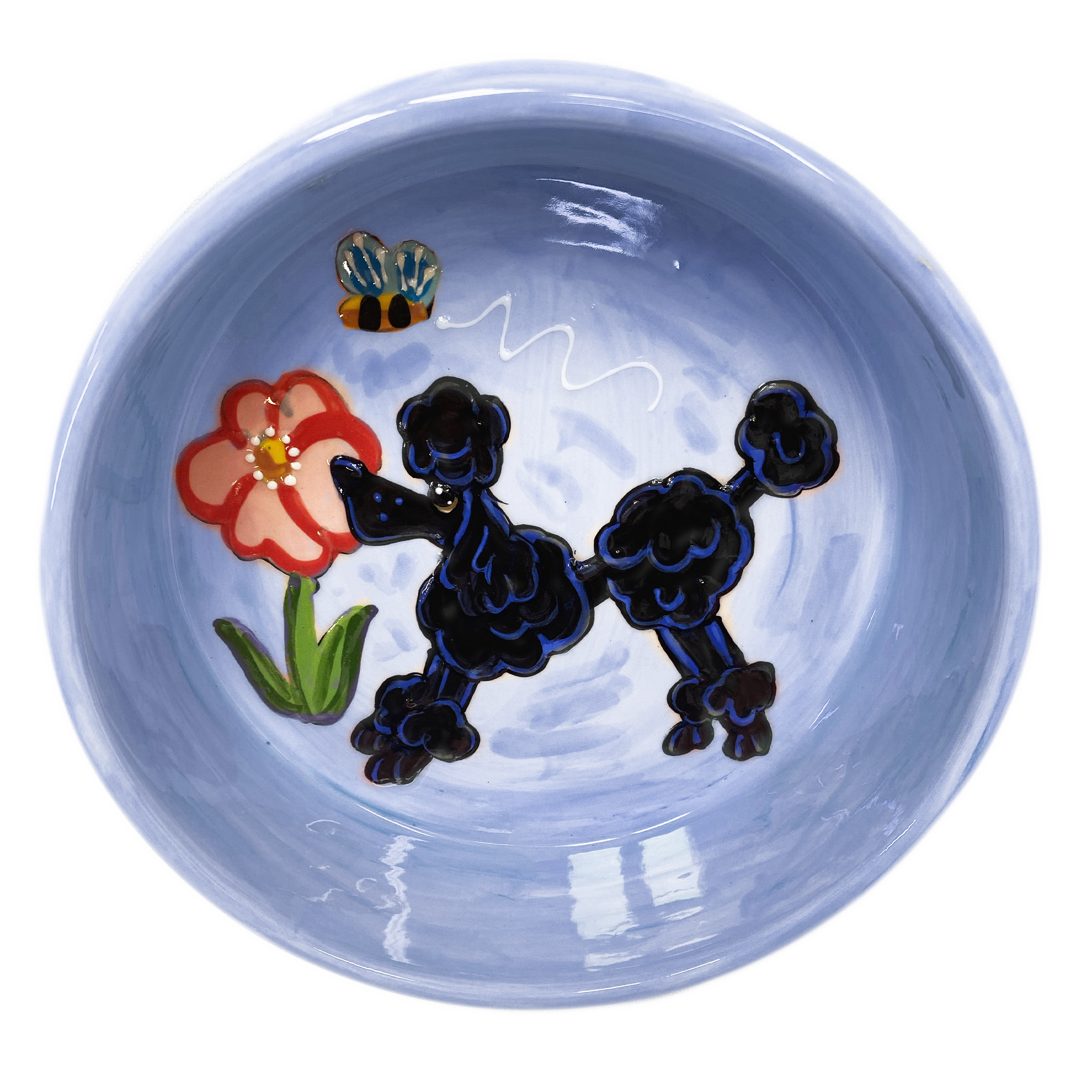 Black Poodle Ceramic Dog Bowl