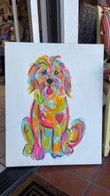 24W x 30H Original Rainbow Dog Painting by Debby Carman