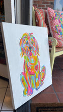 24W x 30H Original Rainbow Dog Painting by Debby Carman