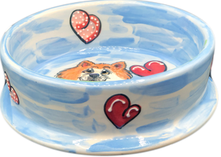 Hand Painted Pomeranian with hearts