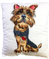 Yorkie Whimsical Portrait on handmade custom dog pillow by Debby Carman of Faux Paw Petique Artique