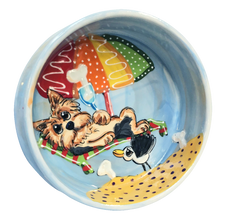small hand painted ceramic pet bowl personalized