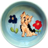 Whimsical Yorkshire terrier dog on blue ceramic pet bowl by debby carman